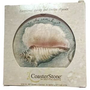 CoasterStone Ceramic Seaside Seashore Beachy Coasters Set of Four New
